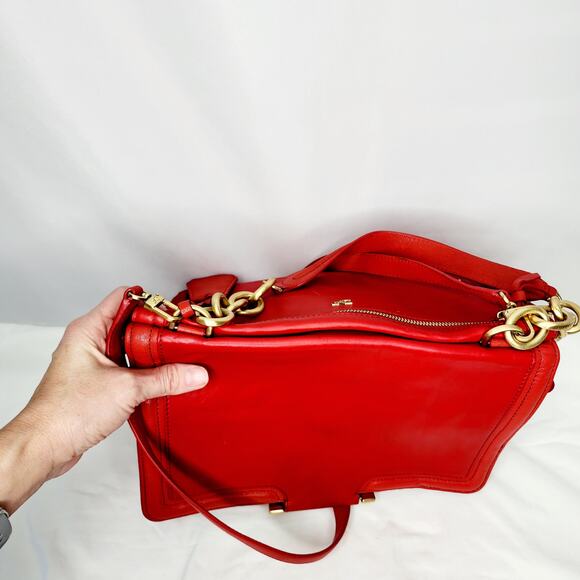 Diane Von Furstenberg Red Leather New Harper Charlotte Shoulder Bag - Picture 11 of 16